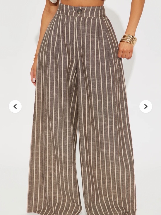 Fashion Nova Pants - Fashion Nova Brown Striped High-Waist Wide Leg Pants